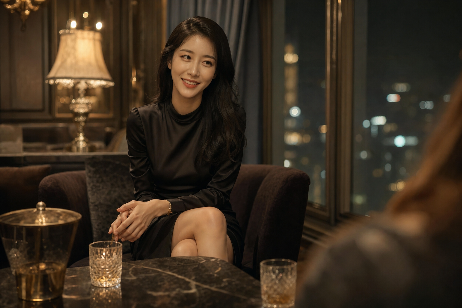 텐카페 처음 가는 날, 강남 라운지에서 대화하는 매니저